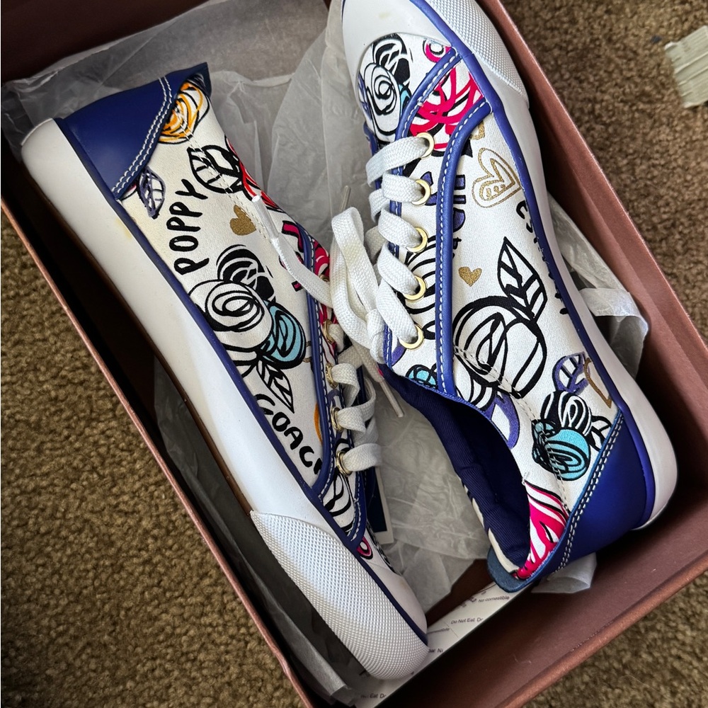 Coach barrett poppy scribble flower print Sneakers NWT - Picture 7 of 8